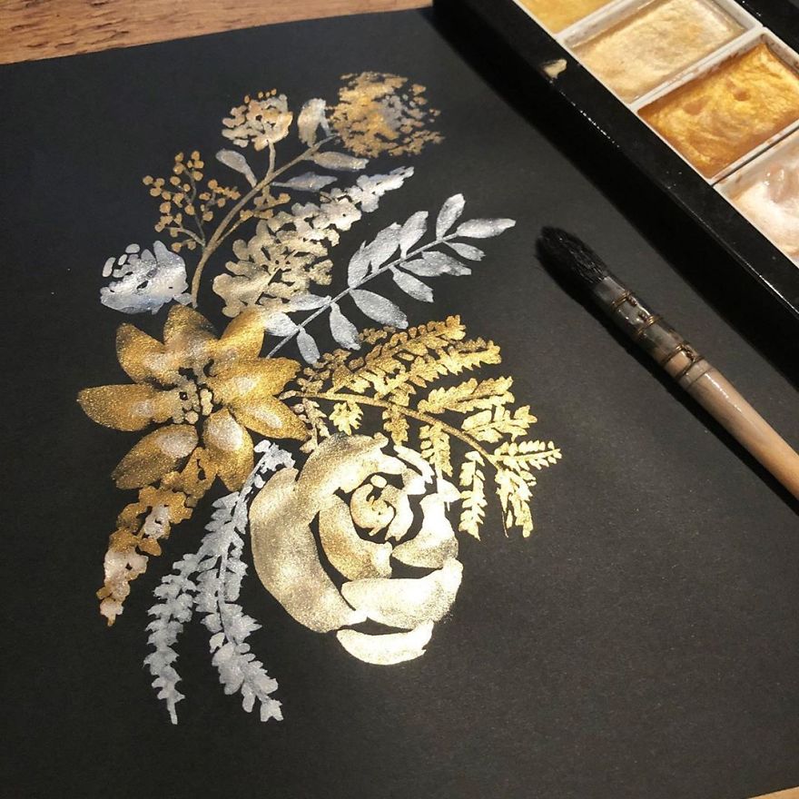 It’s So Shiny 😍 Having Lots Of Fun Playing With These Metallic Paints, Vote In My Stories If You’d Like To See A Tutorial Of These Florals 🎨 .
.
. #britishartist
#watercolourartists
#aquarellepainting
#aquarelleart
#aquarella
#watercolordrawing
#wasserfarben
#schmincke
#royaltalens
#winsornewton
#dailydoodles
#watercolorpalette
#watercolor_planet
#watercolorplanet
#sennelier
#archespaper
#acuarelle
#acuarelas
#acuarelas🎨
#watercolorsketchbook
#goldink #goldpaint #floralart #floralpainting #botanicalartist #floralwatercolor #floralwatercolorhub #floralwatercolour #arthelps