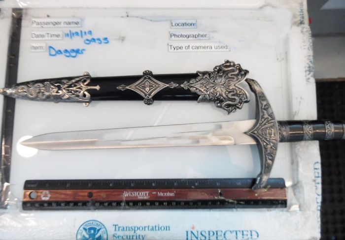 Verified This Passenger Must Have Thought He Had The Moooooves…to Try To Go Through Airport Security With This Dagger In His Carry-On Luggage