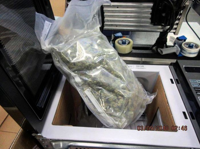 This Bag Of Marijuana Was Discovered Inside Of A Microwave Oven