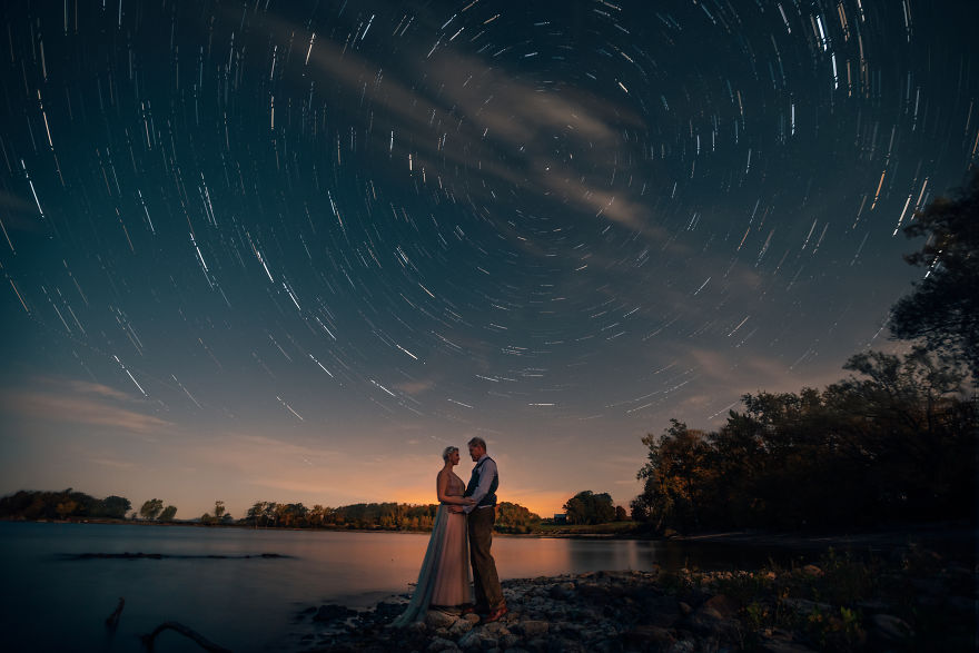 Couples Elope Under The Starry Night Sky