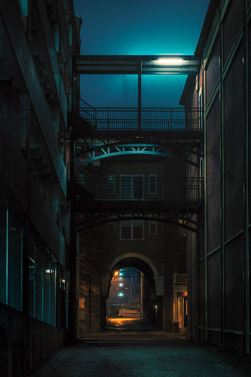 Alleyway With Artificial Moonlight, Downtown