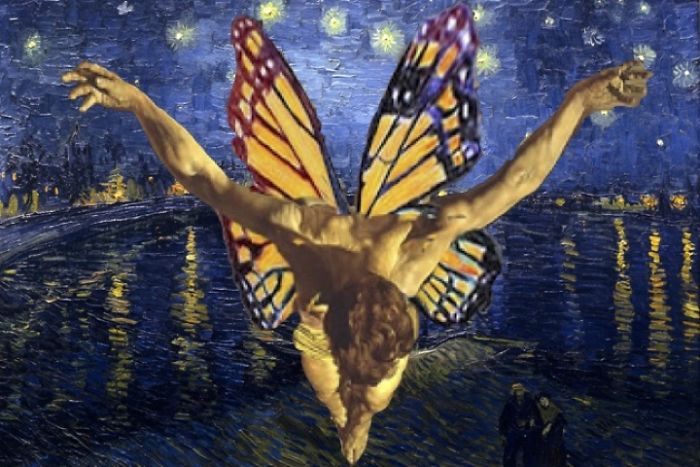 Dali's Butterfly Angel Descending On Van Gogh's Port