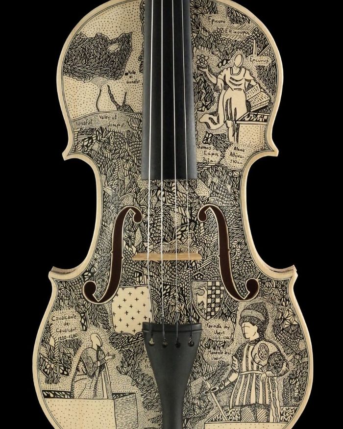 I Spent Over 4 Years Illustrating Dante's Inferno On Musical Instruments And Here's How It Looks On Violins