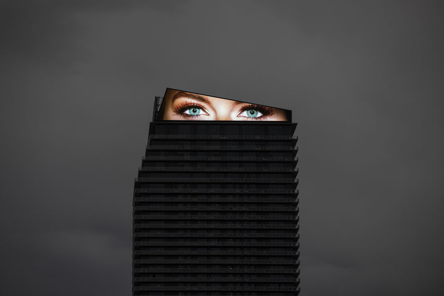 Eyes Seen On Top Of The Metropolitan Hotel On The Las Vegas Strip