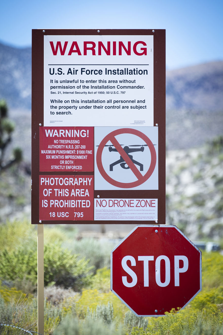 Signs At One Of The Back Entrances To Area 51