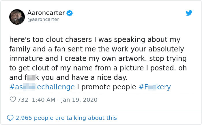 Artist Calls Out Aaron Carter For Ripping Off His Artwork To Promote Merch, And His Reply Is Even Worse Than The Stealing