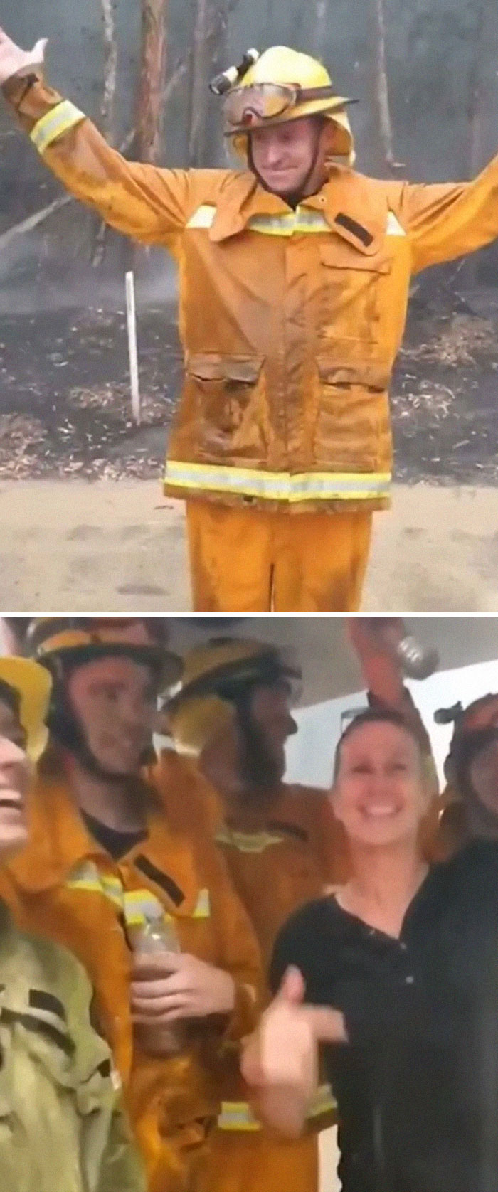 Firefighters Literally Dance In Joy As Rain Falls Over Raging Bush Fires That Have Burned Across Australia For Weeks