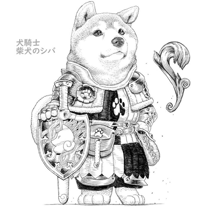 Dog-Cat-Knights-Art-Ponkichi