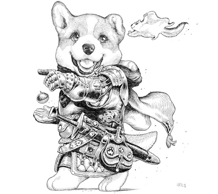 Dog-Cat-Knights-Art-Ponkichi