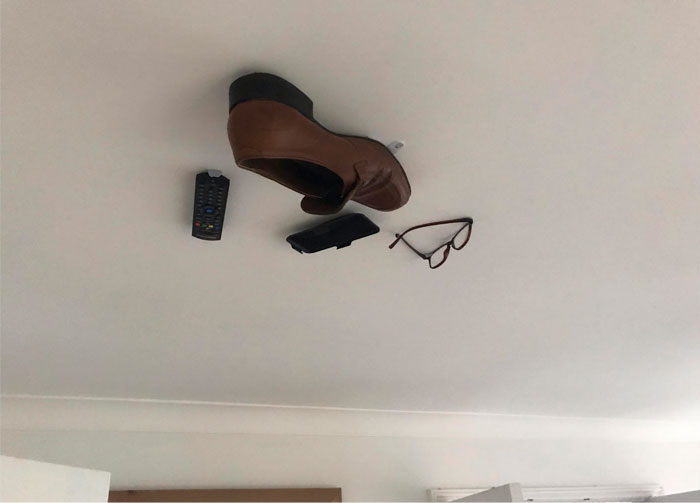 Son Starts Sticking One Of Dad's Things To The Ceiling Every Day, Sees How Far He Can Take It Before Dad Notices