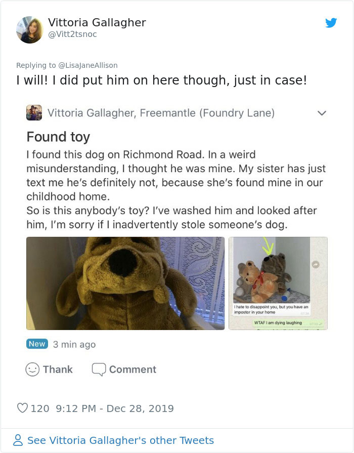 Woman Takes Home Filthy Toy She Found On The Street Thinking It's Hers From 18 Years Ago, Realizes She Made A Mistake