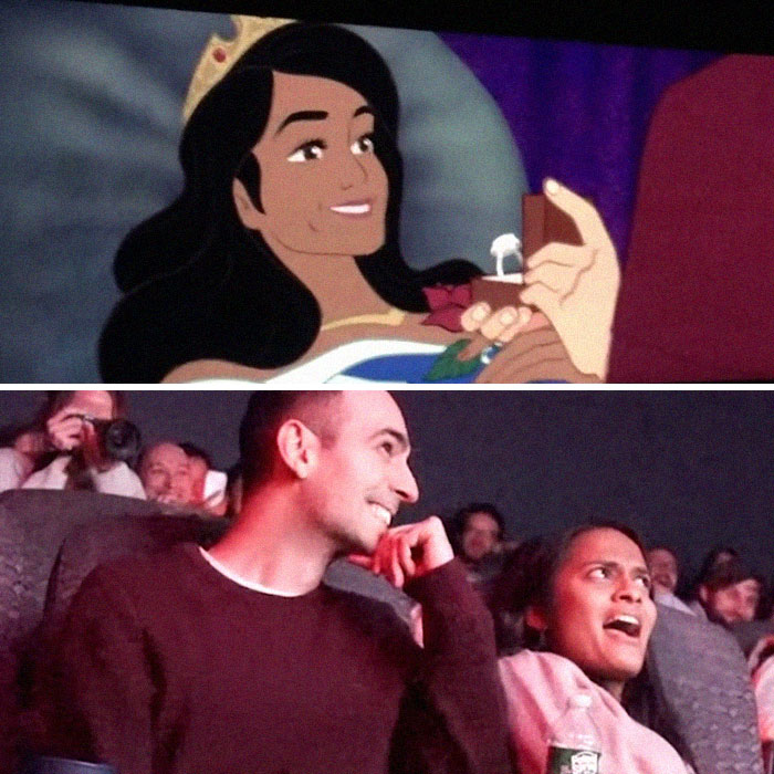 Este hombre "trucó" en secreto la película Disney favorita de su novia para pedirle matrimonio en el cine