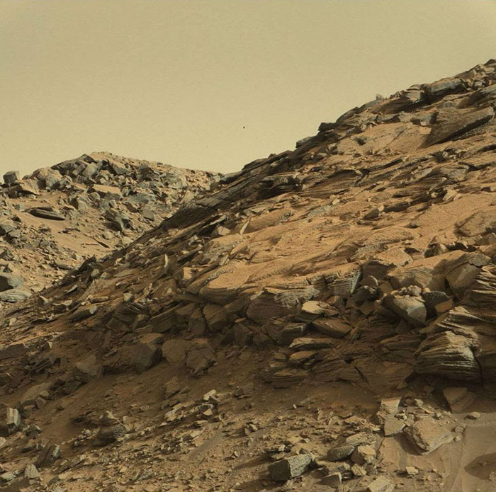A Mudstone Rock Outcrop At The Base Of Mount Sharp
