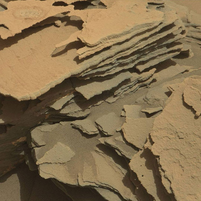 Curiosity Visited An Area Named "Fracture Town" Which Contains Many Pointed, Layered Rock Formations