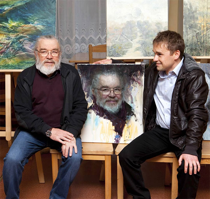 Polish Painter Puts Model And Painting Of Himself Side By Side And The Result Is Impressive