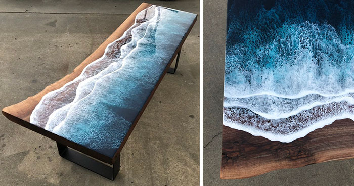 These Artists Create Mesmerizing Tables That Look Like They’re Being Washed By An Ocean Wave