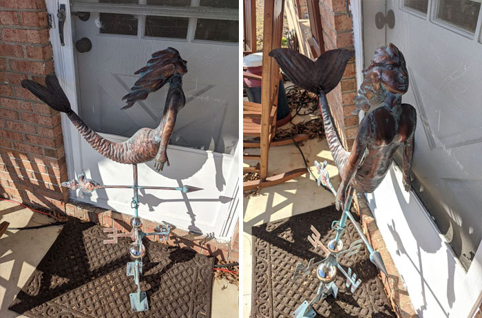 Went Shopping With My Mom And Saw This Amazing Mermaid Weathervane At An Antique Store In Bennettesville, Sc