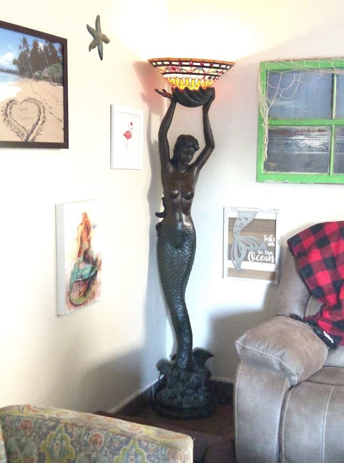 Who Doesn't Need A 6 Foot Mermaid Lamp In Their Living Room?!