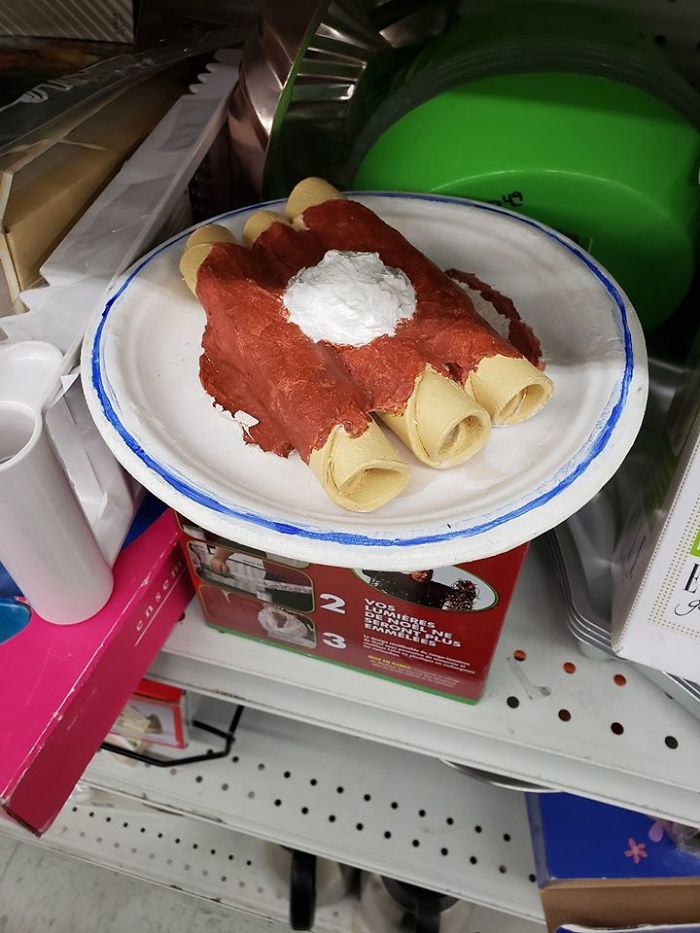 I Found This Plate Of Food That I Thought Somone So Rudely Shoved Onto A Shelf. When I Tried To Pick It Up I Realized It Was Some Sort Of Ceramic