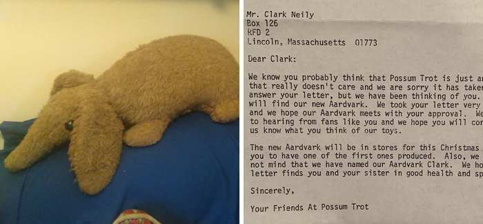This Man Wrote To A Toy Company Asking For A Stuffed Aardvark As A Kid, The Company Delivers And Names The Plushie After Him