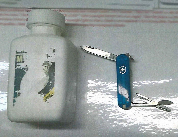 Artfully-Concealed Knife That Was Placed Inside A Bottle Of Liquid Antacid