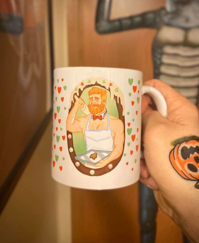 I Did Buy This Mug With A Buff Ginger Beard Man Baking A Single Gingerbread Man Cookie, For .79 Cents At The Thrifty Shopper. Because, Life Is Too Short For Boring Coffee
