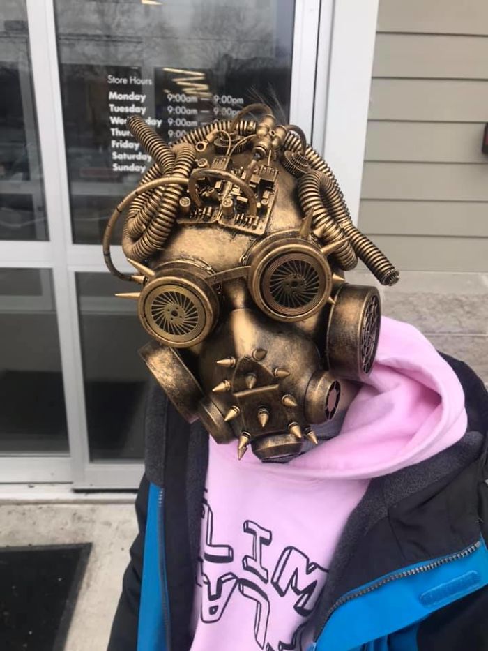 Told My Kids I Wasn’t Buying Them Anything Today, But Then My Boy Found This Homemade Mask The Was Assembled And Painted From Various Parts And Painted. For $4 I Folded