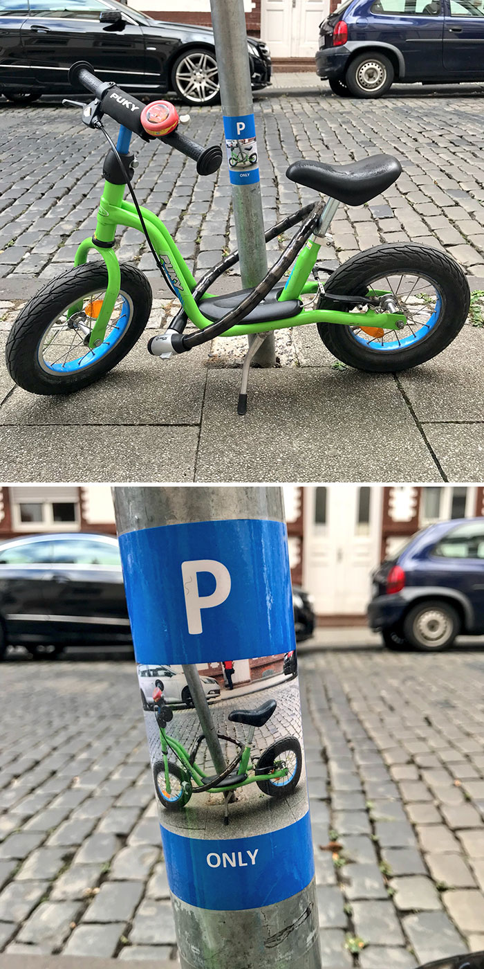My Son Has Parked His Bike By This Lamppost Just About Every Day For The Last Year. This Morning, This Sticker Had Appeared
