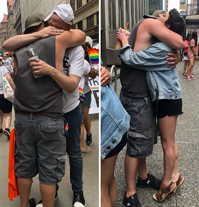 This Man Giving Out Over 700 "Free Dad Hugs" At A Pride Parade To People Rejected By Their Parents