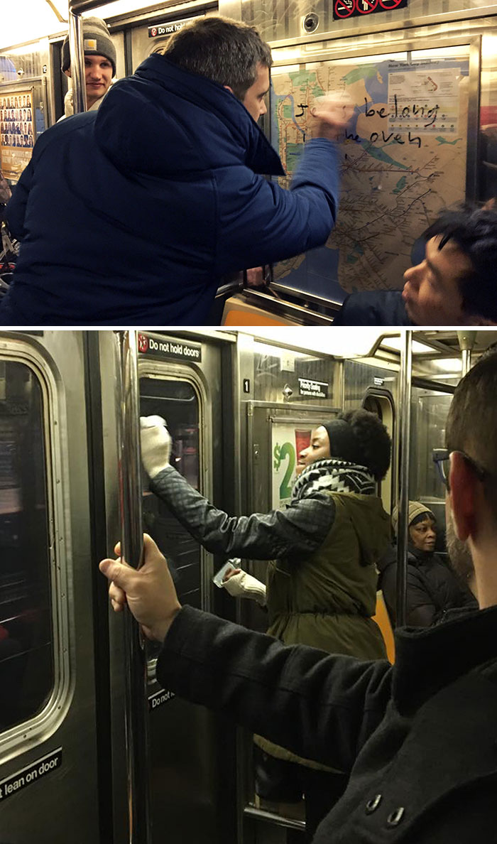 Commuters Wiped Away Anti-Semitic Graffiti They Found On A Subway Train. Within About Two Minutes, All The Symbolism Was Gone