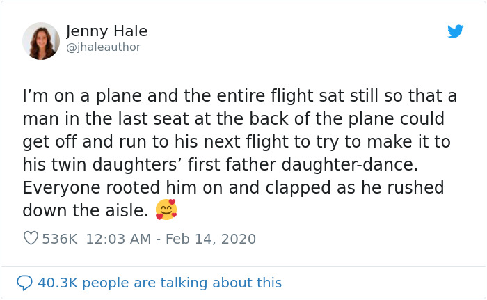 This Dad Flew At The Very Back Of The Plane, Everybody Sat Still And Let Him Leave First So He Wouldn't Miss His Father-Daughter Dance
