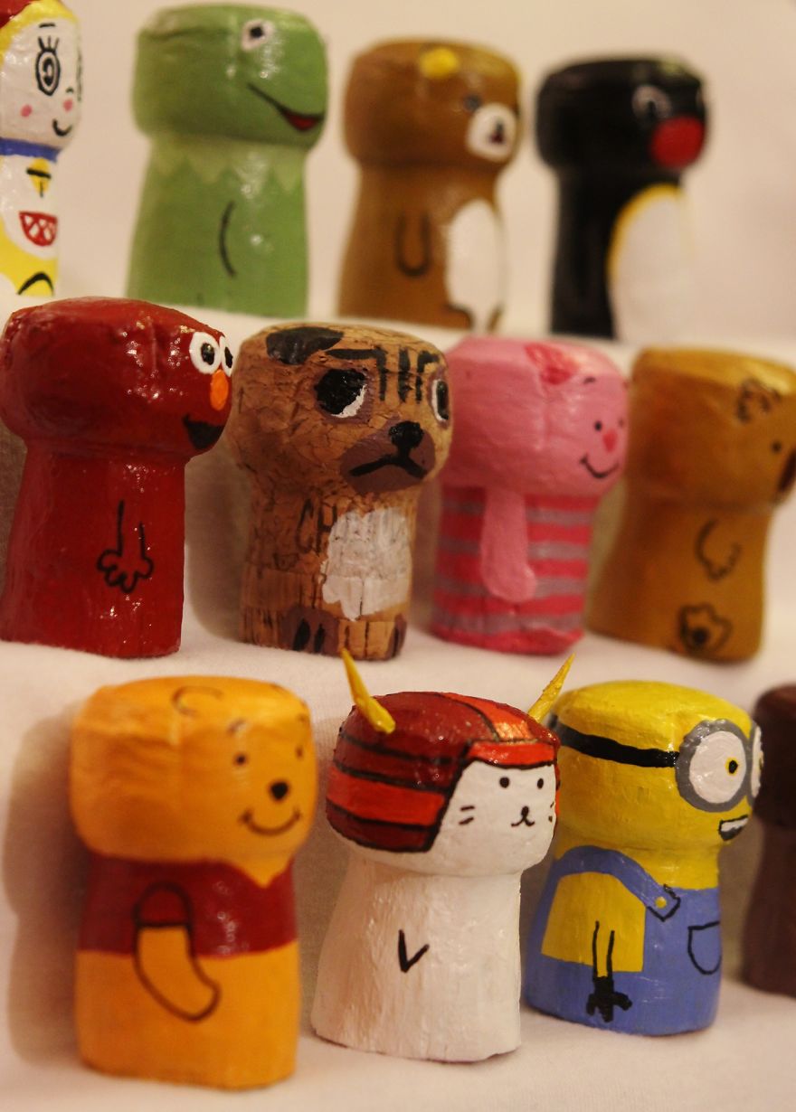 I Turn Champagne Corks Into Popular Characters