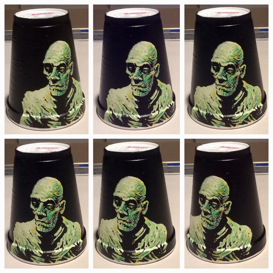 New Acrylic Drawings On Styrofoam Cups (Cont.)