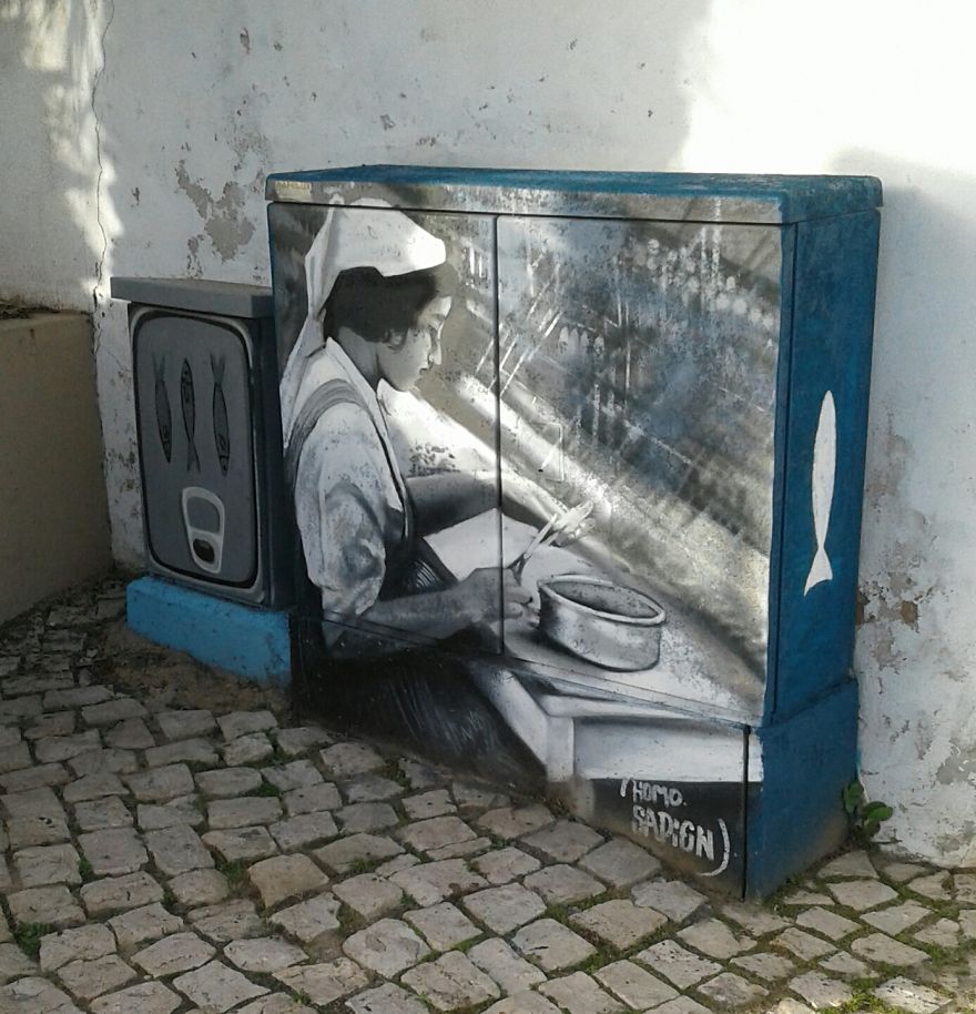 Street Art In Ferragudo, Algarve, Portugal Street Art In Ferragudo, Algarve, Portugal