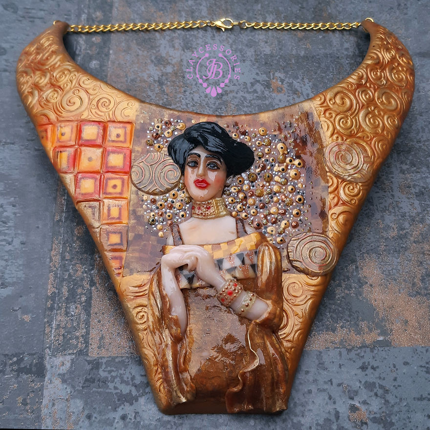 My Polymer Clay Art Necklaces Inspired By Gustav Klimt's Paintings