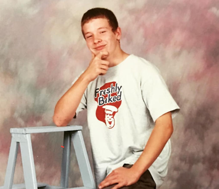 Circa 1999. I Asked The Photographer If I Could Improvise My Pose To Show Off My New Shirt. The Picture Hung In Our Den For Years Until My Mom Got The Meaning