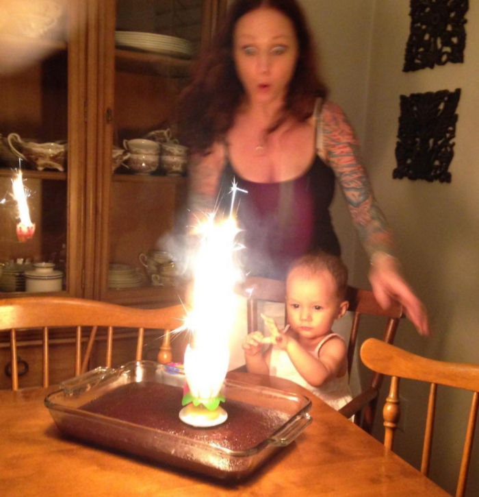 My Baby's First Birthday. We Had No Idea There Was A Sparkler In The Candle