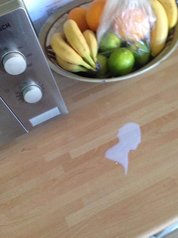I Accidentally Spilled Milk During Breakfast This Morning In The Shape Of A Bust