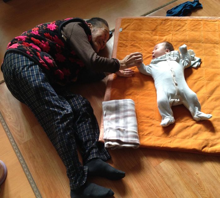 My Son At One Month Old And His 97-Year-Old Korean Great Grandmother