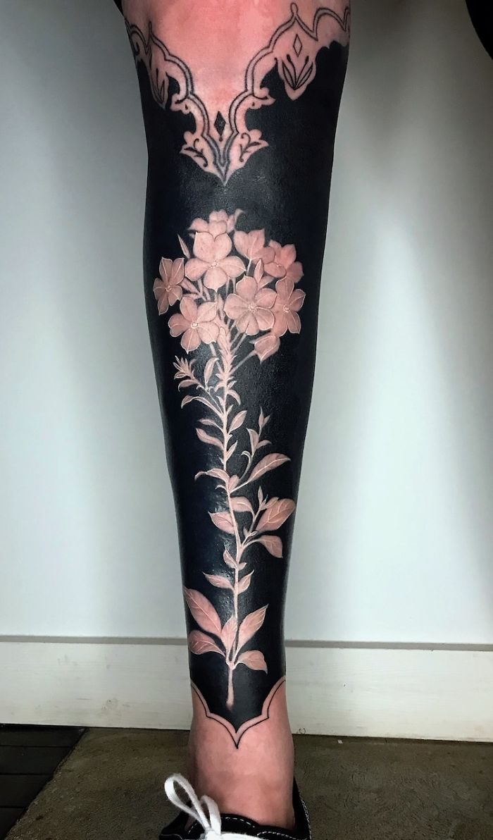 Image result for blackout tattoo calf