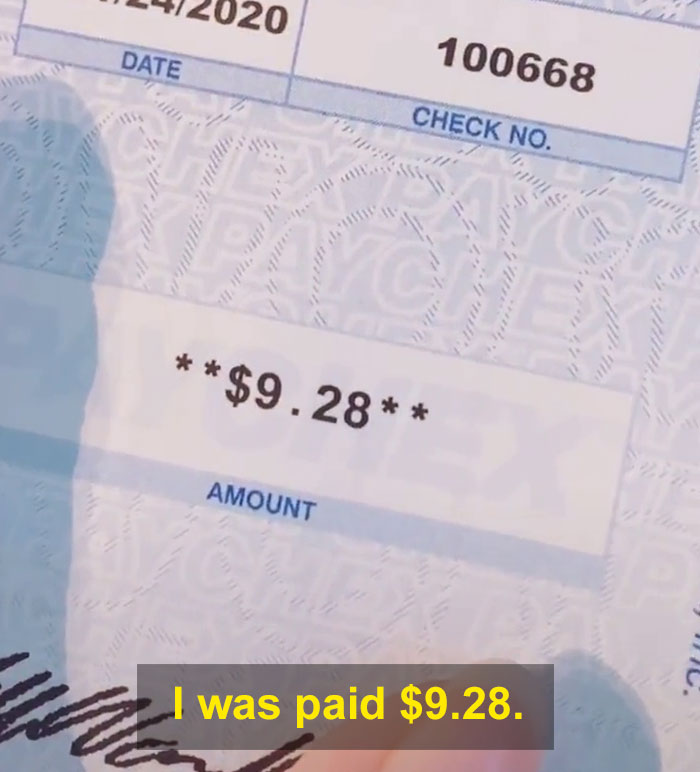 Mom Shares A TikTok Of Her $9.28 Paycheck After Working For 70 Hours As A Waitress