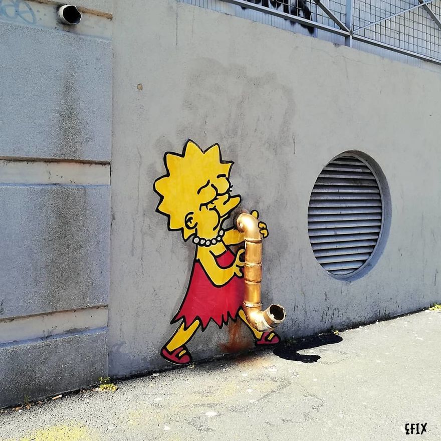 Artist Manages To Take The Boredom Out Of Common Spaces With Pop Culture Characters, Who Fit Perfectly With The Scene