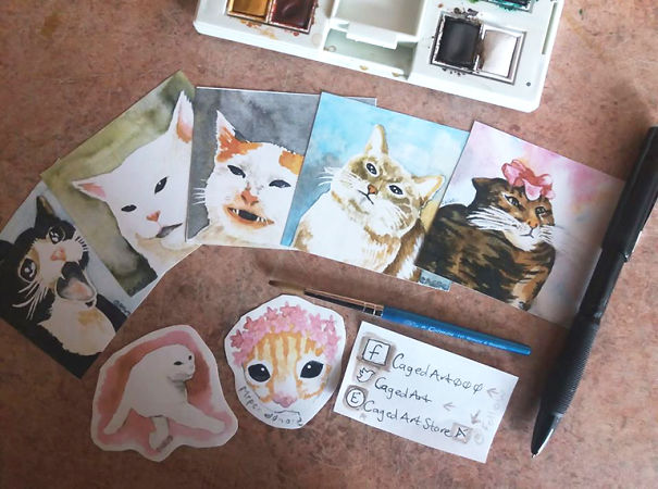 I Made Some Meme Cats Watercolors Because I Love Them