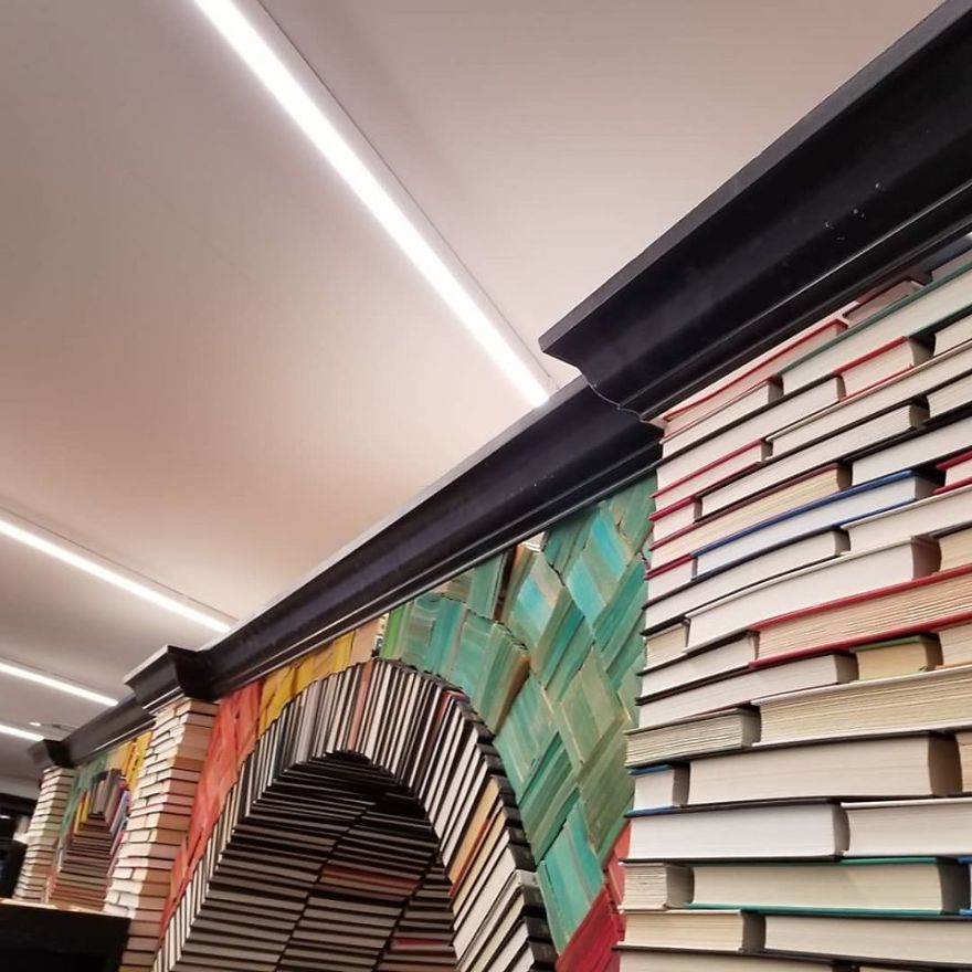 I opened my own bookstore, and I made a beautiful arch out of recycled books