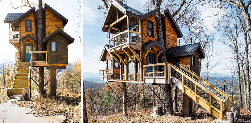 Sanctuary Treehouse Cabin With A Great View Of The Mountains