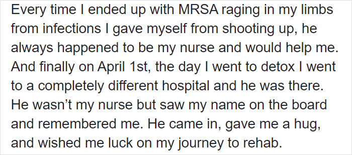 After Recovering From Heroin Addiction This Woman Finds The Only Nurse Who Was Kind To Her To Thank Him