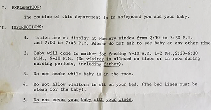 Mom Accidentally Finds Baby Care Instructions From 1968, Shows How Much Life Has Changed