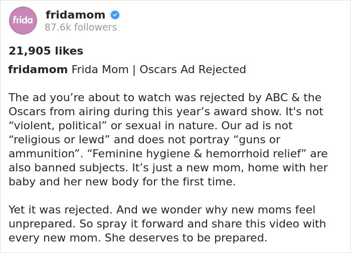 This Frida Mom Ad About Postpartum Moms Was Banned by the Oscars