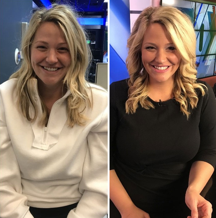 News Reporter Shares Her 'Before And After' Pics Of Just Having Arrived At Work Vs. Ready For It, Says To Never Trust Social Media