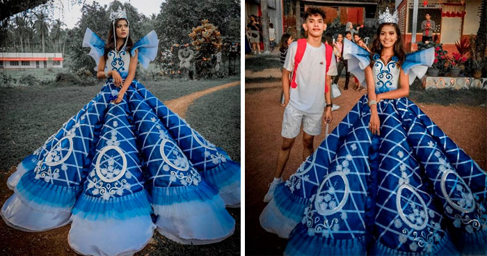 Sus padres no podían permitirse alquilar un vestido para la graduación de su hija, así que su hermano se lo fabricó